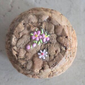 Brand New Hand Crafted Magnet Created from Champagne Cork Featuring Flowers